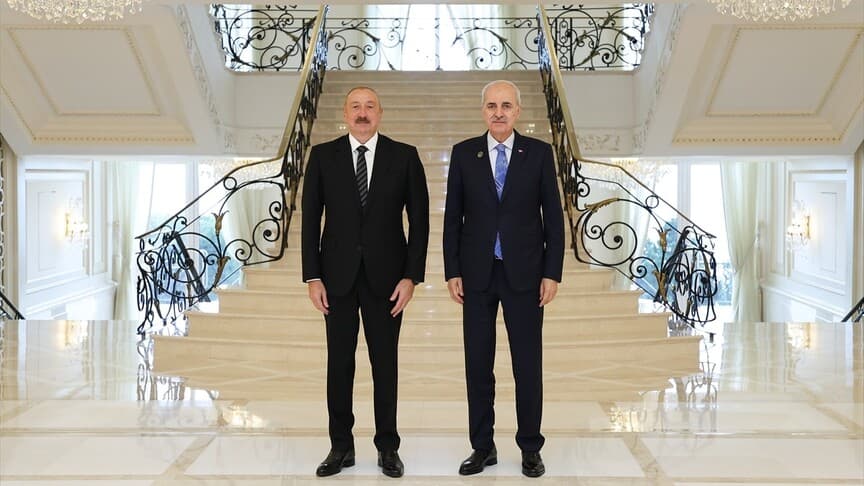 TBMM Başkanı Kurtulmuş, Bakü'de Cumhurbaşkanı Aliyev ile Görüştü