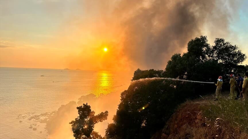Büyükada'da Plajdaki Restoranda Başlayan Yangın Ormanlık Alana Yayıldı