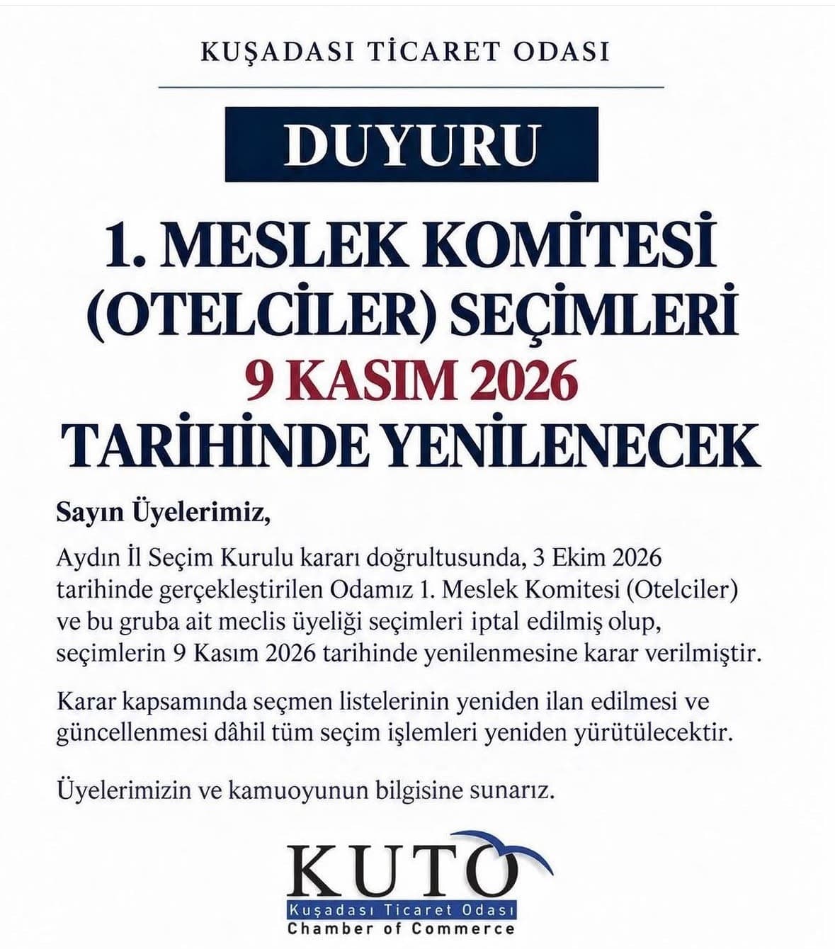 KUTO'da Otelciler Komitesi Seçimleri Yenileniyor