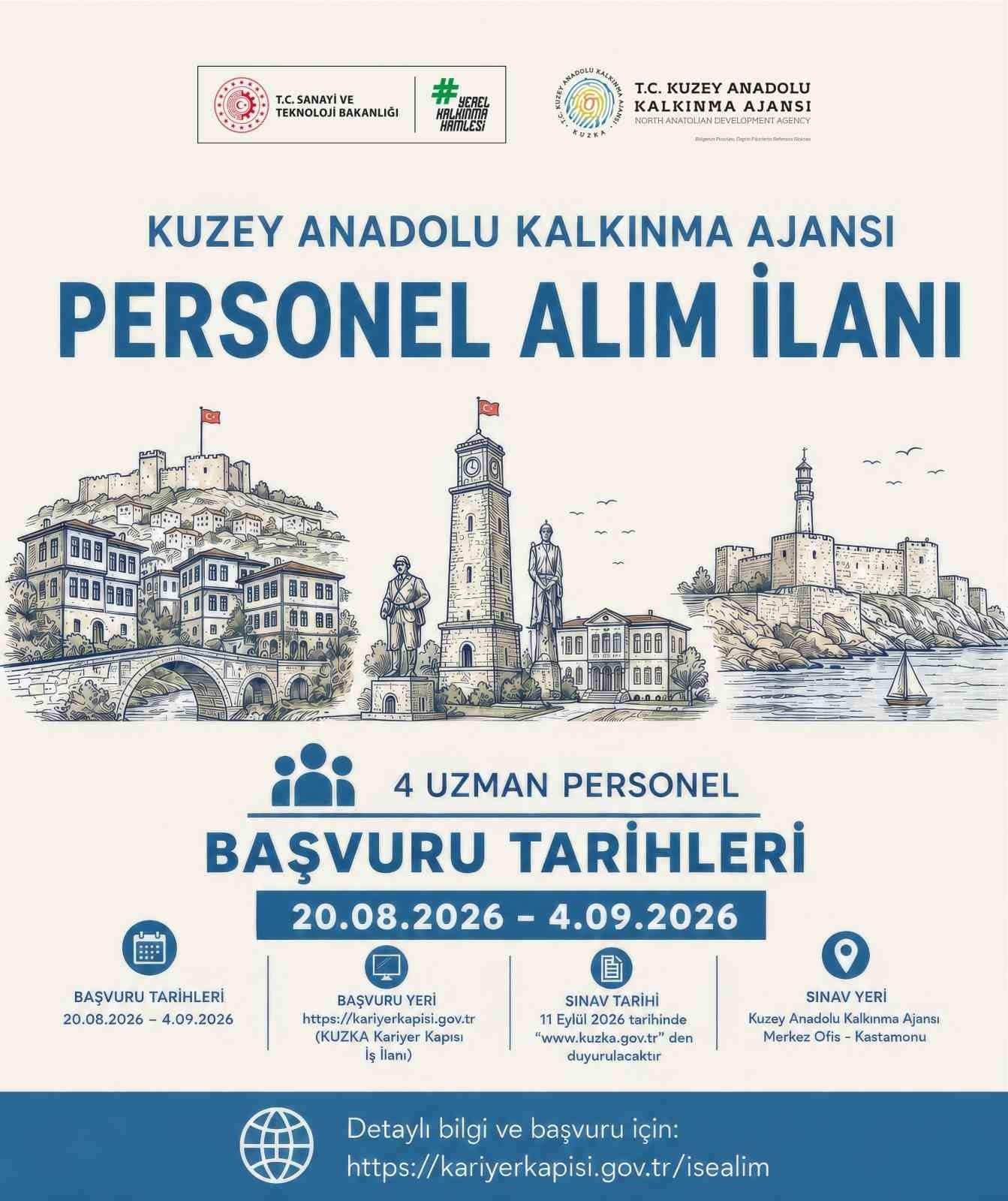 Kuzey Anadolu Kalkınma Ajansı Dört Uzman Alımı İçin Süreci Başlattı