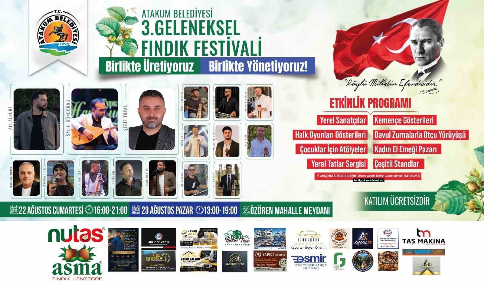 Atakum'da Geleneksel Fındık Festivali 23 Ağustos'ta Gerçekleşecek