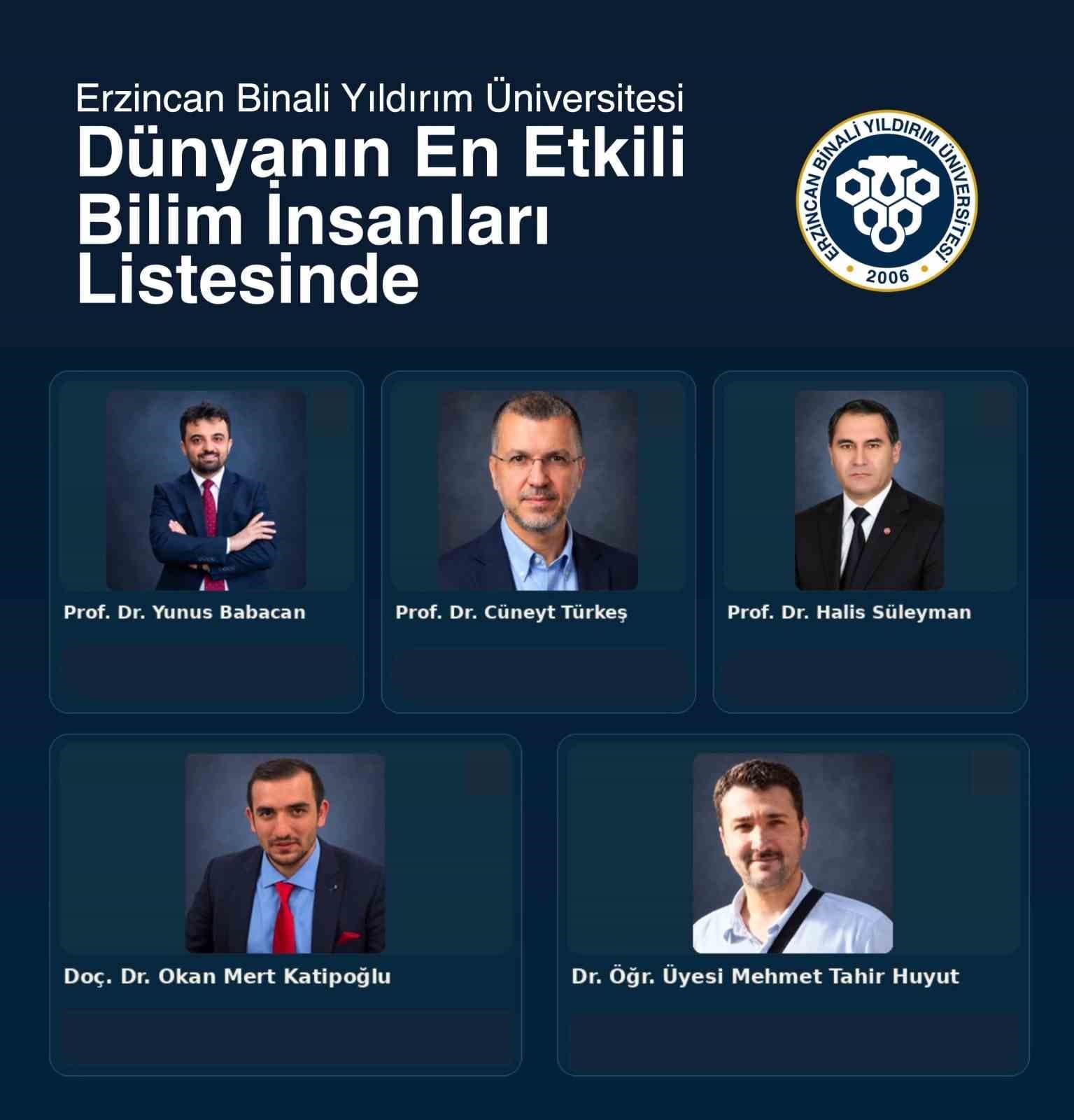 EBYÜ'den Beş Akademisyen Dünyanın En Etkili Bilim İnsanları Listesine Girdi