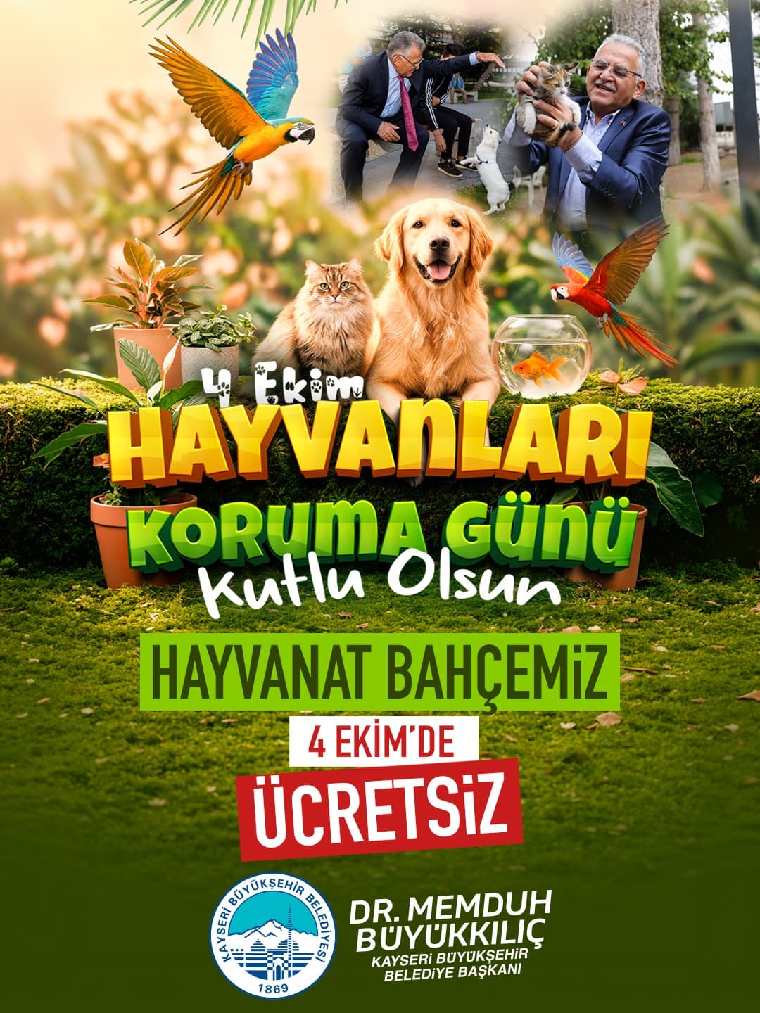 Büyükşehir Belediye Başkanı Büyükkılıç'tan Hayvanat Bahçesi Ziyaretinde Ücretsiz Giriş Duyurusu