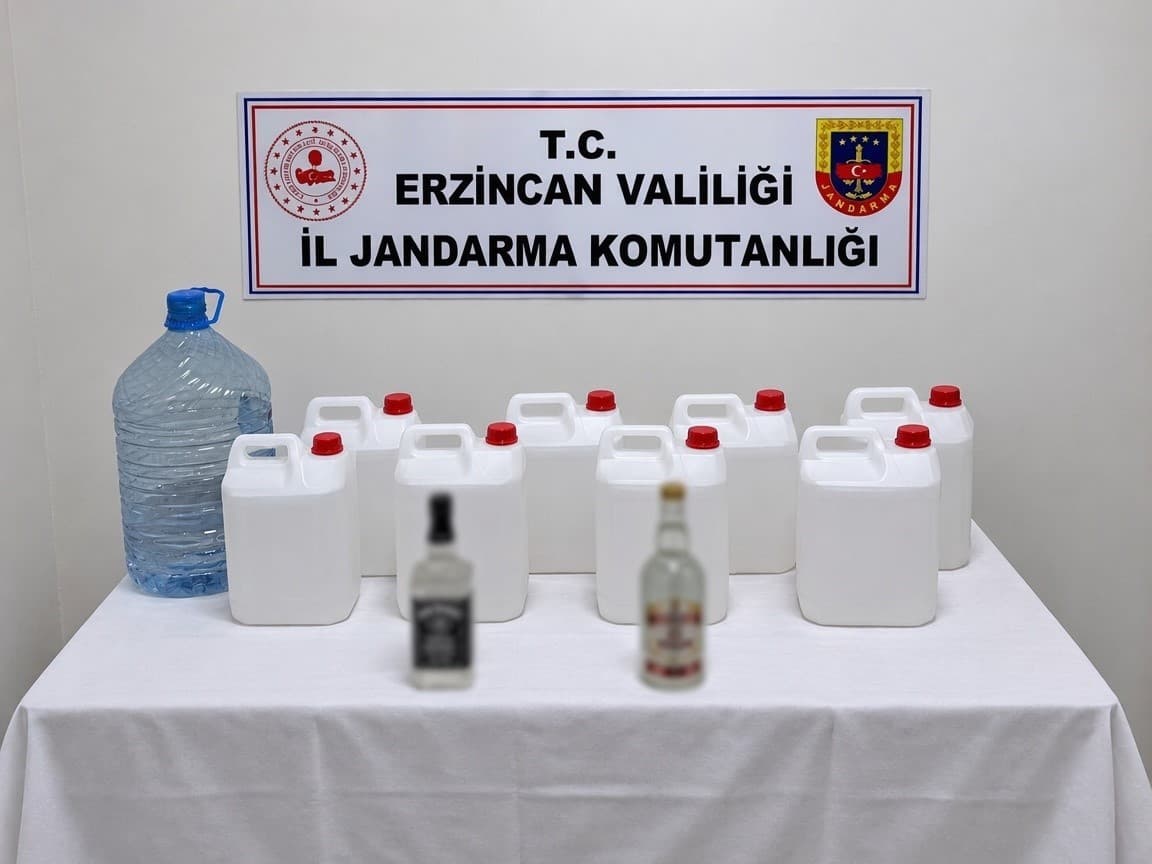 Erzincan'da Kaçak İçki Operasyonu: 40 Litre Etil Alkol ve 15 Litre Sahte Rakı Ele Geçirildi