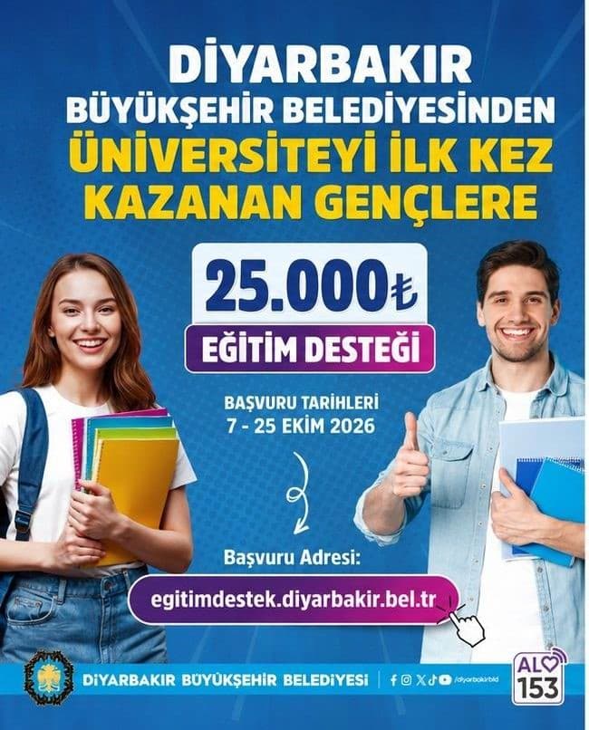 Diyarbakır, Üniversiteye İlk Kez Yerleşen Öğrencilere 25 Bin Lira Eğitim Desteği Sunuyor