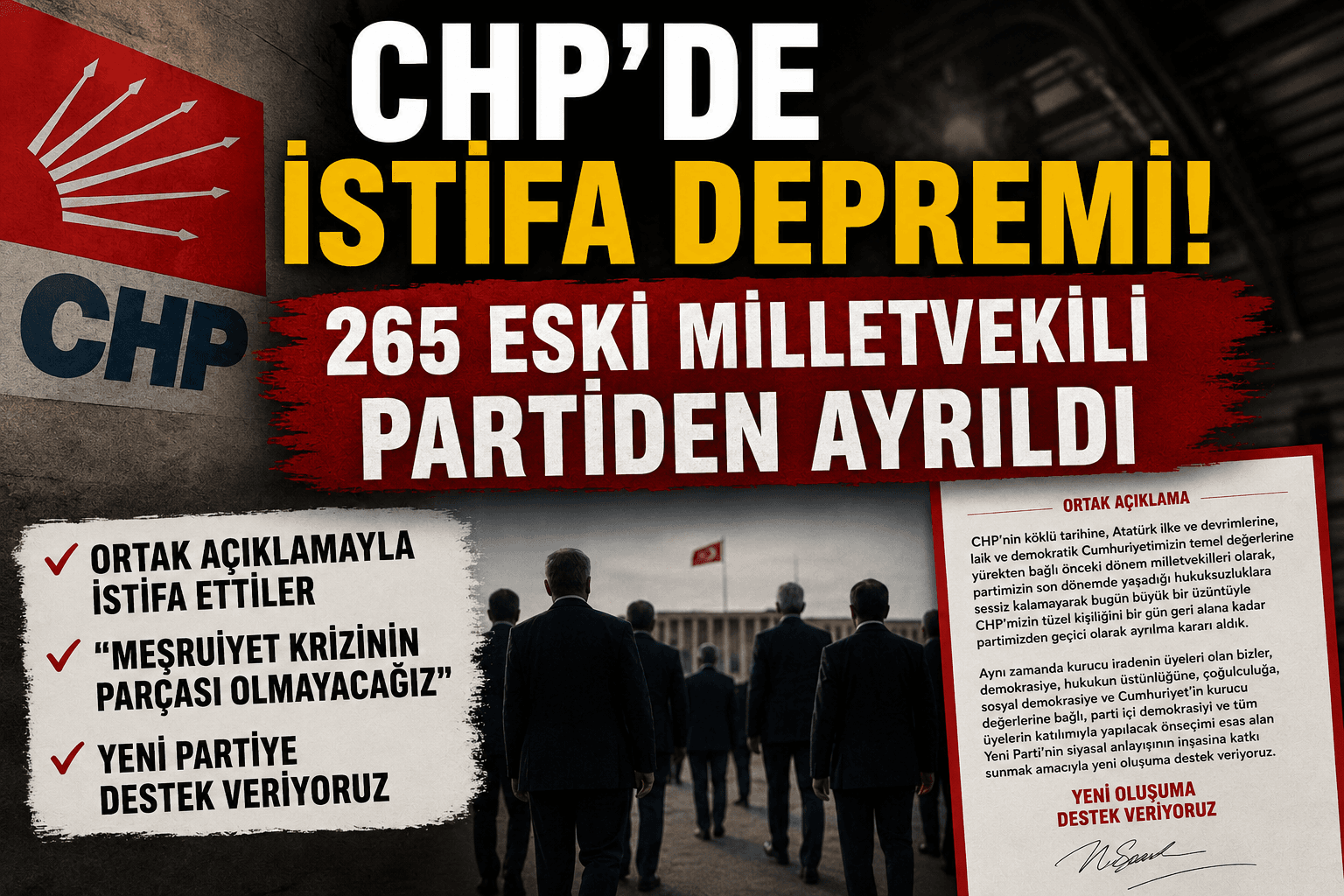 CHP'DE 265 ESKİ MİLLETVEKİLİNDEN TOPLU İSTİFA