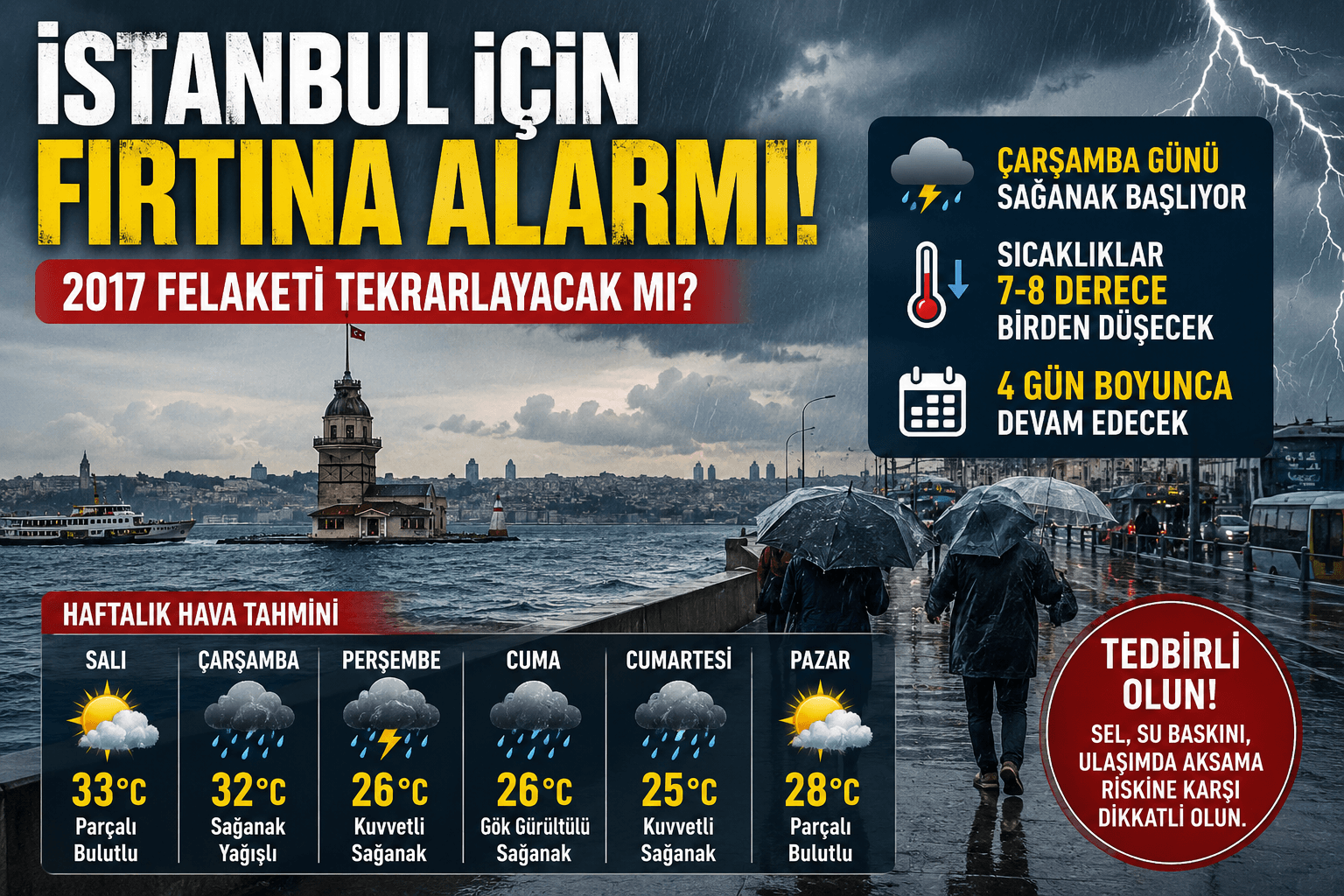 İSTANBUL İÇİN FIRTINA VE SAĞANAK UYARISI!