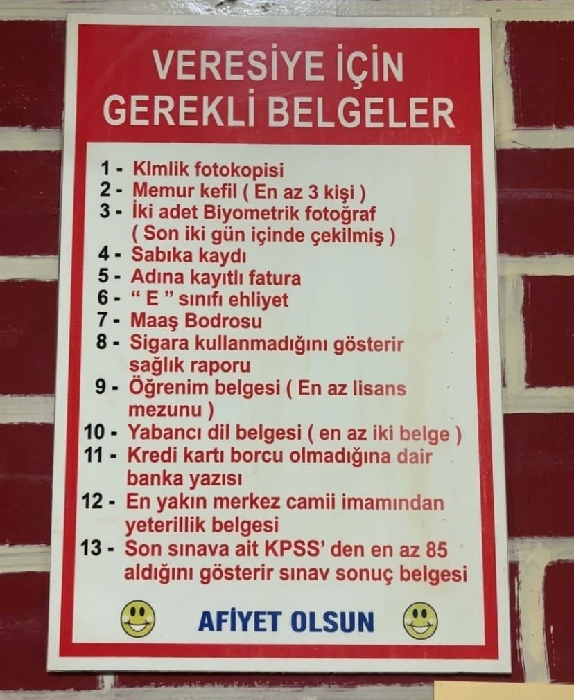 Kahvehanede Veresiye Şartları Şaşırtıyor: KPSS Puanı ve İmam Yeterliliği İstendi