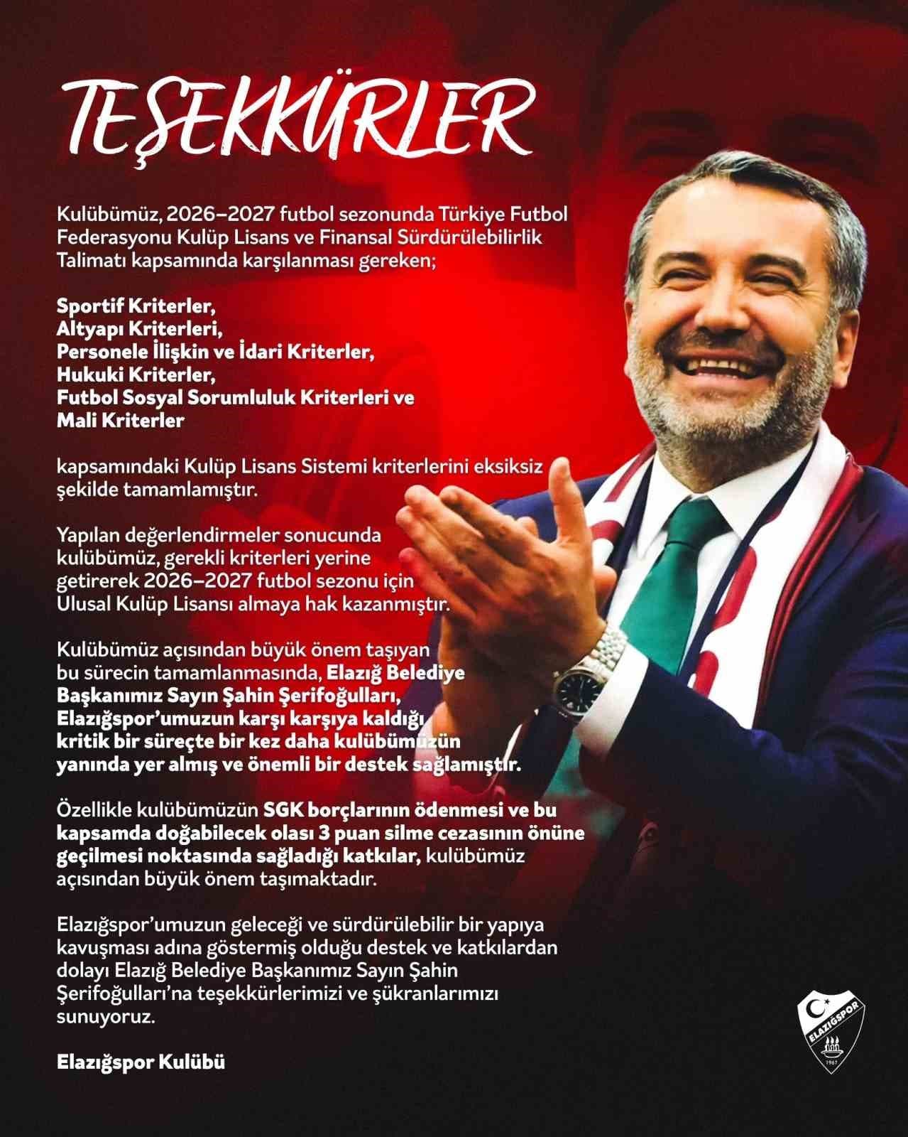 Elazığspor, Geçmiş Borçlar Nedeniyle 3 Puan Silme Cezası Riskinden Korundu