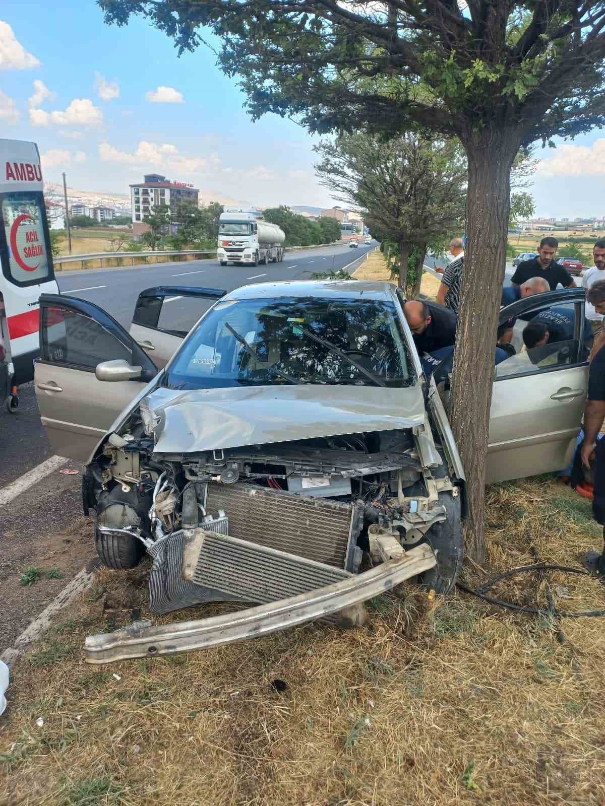 Elazığ'da Otomobil Ağaca Çarptı: 4 Kişi Yaralandı