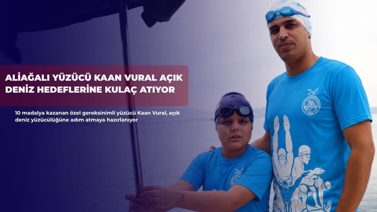 Aliağalı yüzücü Kaan Vural açık deniz hedeflerine kulaç atıyor