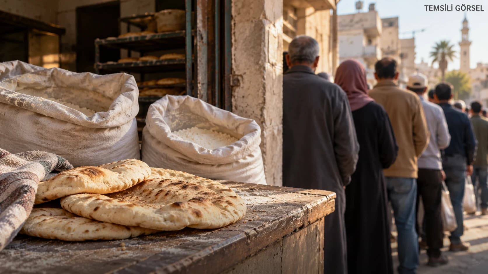 Gazze’de metrelerce uzunluktaki ekmek kuyrukları devam ediyor