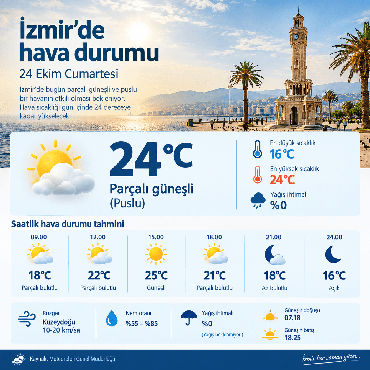 İzmir’de bugün hava nasıl olacak? İşte 24 Ekim hava durumu