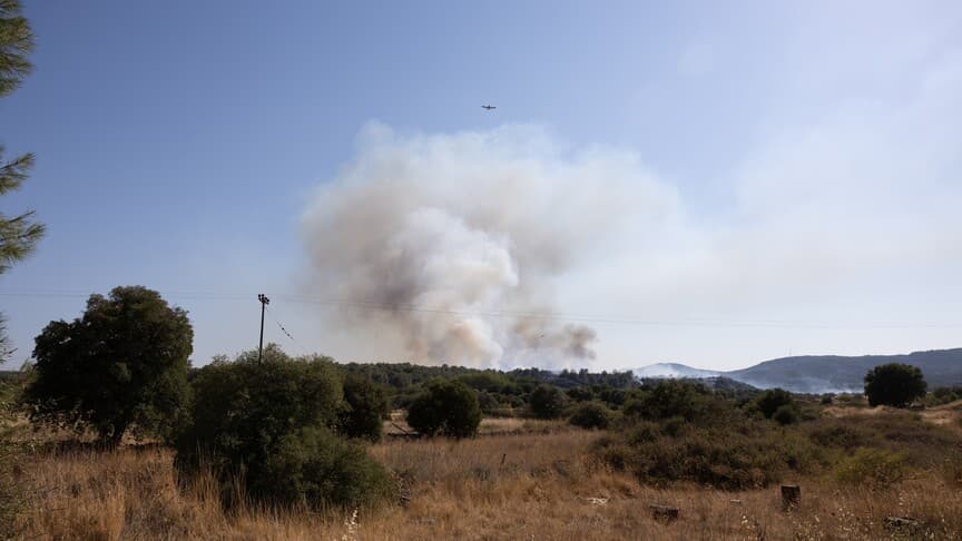 Midilli Adası'nda Orman Yangını Başladı