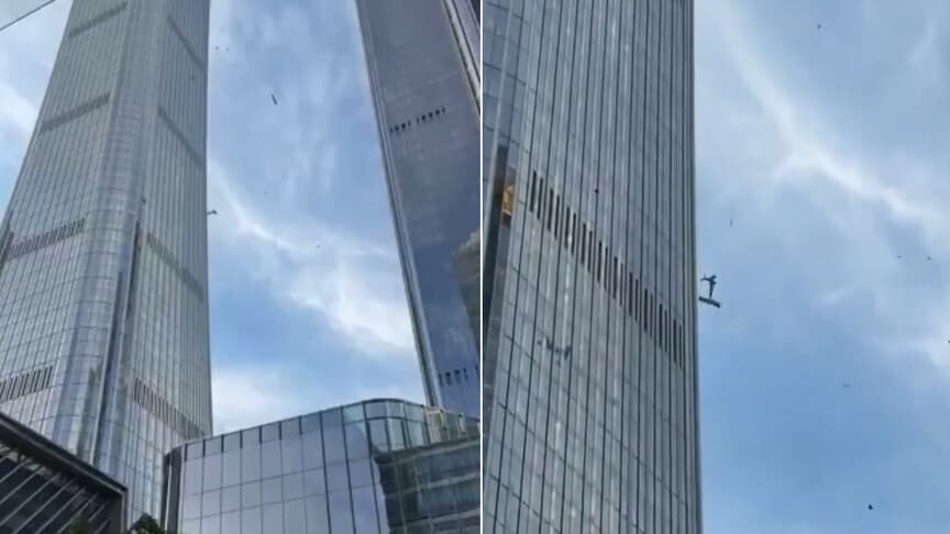 Pekin'deki En Yüksek Gökdelene Küçük Uçak Çarptı