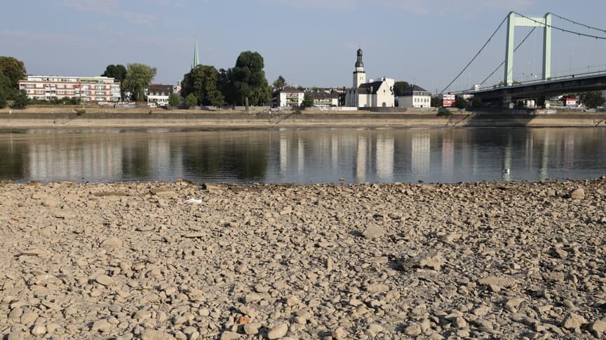 Almanya'da Ren Nehri'nde Yolcu Gemisi Karaya Oturdu