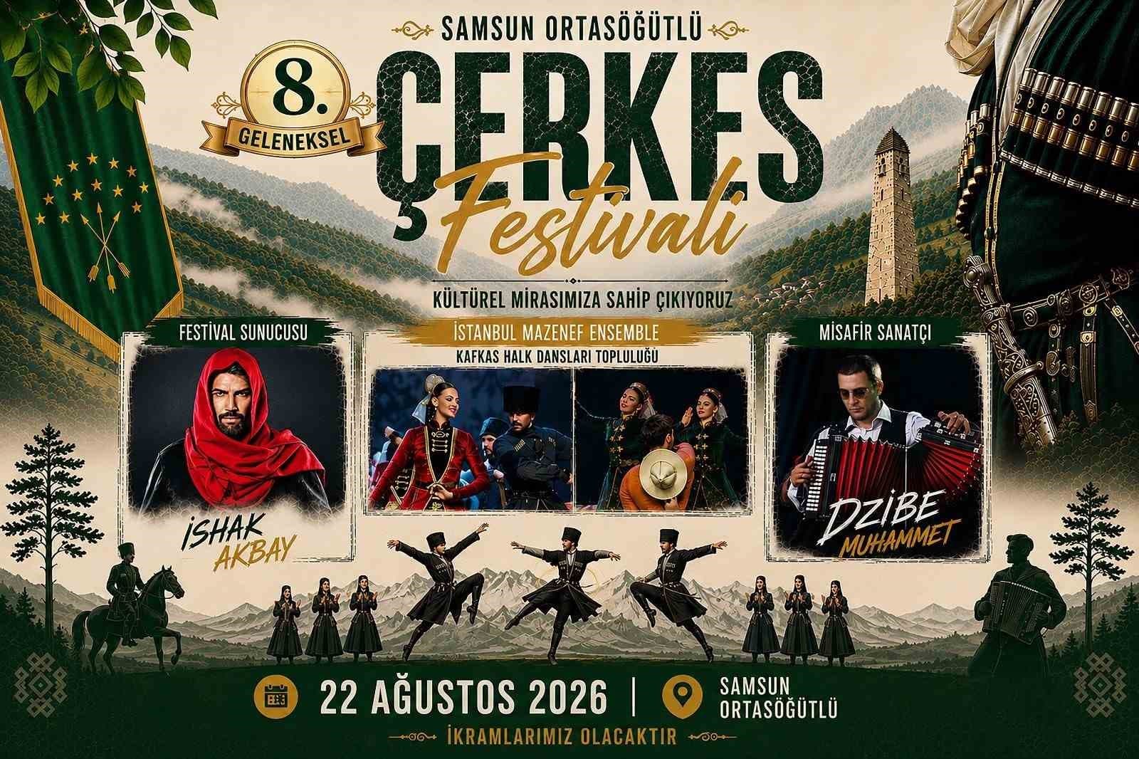 Samsun Terme'de 8. Geleneksel Çerkes Festivali Programı Resmi Olarak Duyuruldu