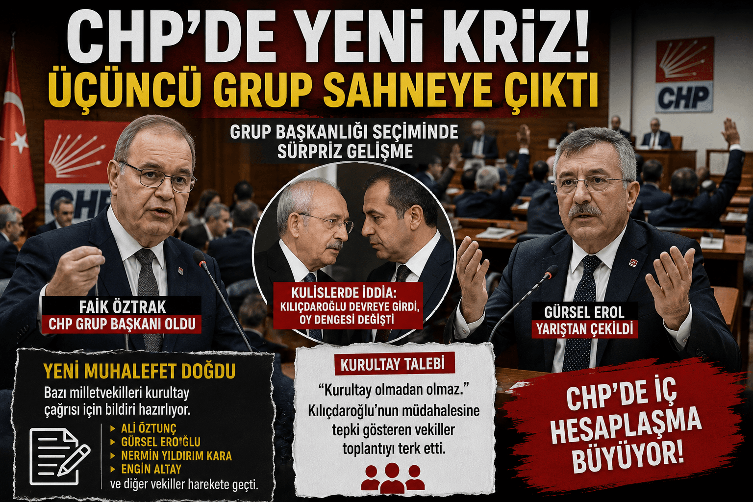 CHP'DE YENİ KRİZ: ÜÇÜNCÜ GRUP SAHNEYE ÇIKTI